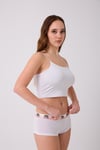 Pamuklu Likralı Baskılı  Boyshort 3'lü Set Kadın Külot Beyaz