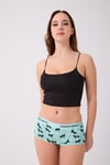 Pamuklu Likralı Baskılı  Boyshort 3'lü Set Kadın Külot Desenli Mint