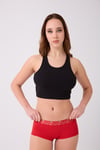Pamuklu Likralı Baskılı  Boyshort 3'lü Set Kadın Külot Kırmızı