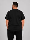 Siyah Erkek Büyük Beden Pamuklu Likralı Bisiklet Yaka T-Shirt