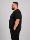 Siyah Erkek Büyük Beden Pamuklu Likralı Bisiklet Yaka T-Shirt