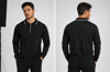 Siyah Erkek Yarım Fermuarlı Polo Yaka Şardonlu Oysho Sweatshirt