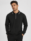 Siyah Erkek Yarım Fermuarlı Polo Yaka Şardonlu Oysho Sweatshirt
