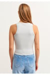 Kadın Açık Gri Fitilli T-shirt Halter Yaka Örme Atlet