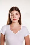 Kadın  Basic Fitilli  Likralı V Yaka Kollu Tshirt Atlet Bluz