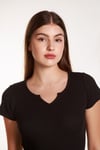 Kadın  Basic Fitilli  Likralı V Yaka Kollu Tshirt Atlet Bluz