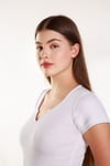 Kadın  Basic Fitilli  Likralı V Yaka Kollu Tshirt Atlet Bluz