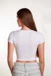 Kadın Fitilli Crop Kare yaka Fitilli Kısa Kollu T-shirt Atlet