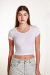 Kadın Fitted Crop Ön Yaka Bözgülü Fitilli Kollu Tshirt Atlet Bluz
