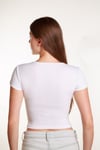 Kadın Fitted Crop Ön Yaka Bözgülü Fitilli Kollu Tshirt Atlet Bluz
