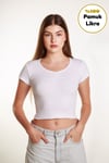 Kadın Fitted Crop Ön Yaka Bözgülü Fitilli Kollu Tshirt Atlet Bluz