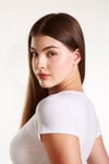 Kadın Fitted Crop Ön Yaka Bözgülü Fitilli Kollu Tshirt Atlet Bluz