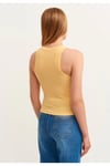 Kadın Sarı Fitilli T-shirt Halter Yaka Örme Atlet