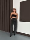 Baggy Arka Tokalı Kot Pantolon Siyah Açık Kar