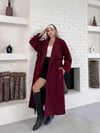 Düğme Detaylı Oversize Kaşe Trençkot Bordo