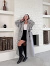 Düğme Detaylı Oversize Kaşe Trençkot Gri