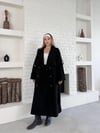 Düğme Detaylı Oversize Kaşe Trençkot Siyah