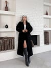 Düğme Detaylı Oversize Kaşe Trençkot Siyah
