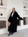 Düğme Detaylı Oversize Kaşe Trençkot Siyah