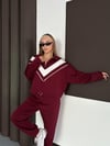 Kadın Modal Ultra Soft Sweet Jogger Örme Pantolon Takım Bordo