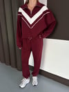 Kadın Modal Ultra Soft Sweet Jogger Örme Pantolon Takım Bordo