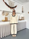 Kazabilanka Triko Oversize Takım Düğme Detaylı Krem