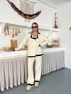Kazabilanka Triko Oversize Takım Düğme Detaylı Krem