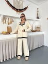 Kazabilanka Triko Oversize Takım Düğme Detaylı Krem