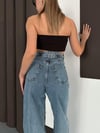 Linda 90's Orta Kar Yıkama Mavi Likralı Süper Extra Yüksek Bel Palazzo Salaş Jean Pantolon