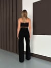 Siyah Palazzo Straight Baggy Kot Kadın Pantolon