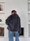 Yumuşak Dokunuşlu Oversize Premium Kürk Peluş Mont Önü ÇıtÇıt Kapamalı Antrasit