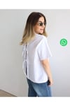 Arkası Poplin Bağlamalı Beyaz Penye Tshirt