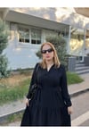 Beli Kuşaklı Siyah Gömlek Elbise