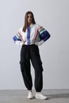 Beyaz Oversize Yazılı İnce Bomber Ceket