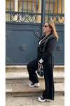 Dikiş Detaylı Siyah Crop Blazer Ve Pantolon Takım