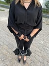 Dubai Bağlamalı Uzun Kol Siyah Gömlek