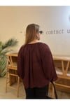 Gold Zincirli Oversize Bordo Tül Bluz