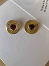 Kahve Boncuklu Gold Küpe