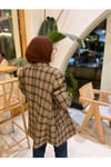 Kareli Oversize Kahve Blazer Ceket