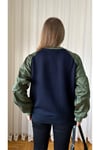 Lacivert Kolu Büzgülü Sweatshirt