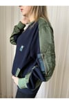 Lacivert Kolu Büzgülü Sweatshirt