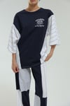 Lacivert Kumaş Detaylı Tshirt Ve Pantolon Takım