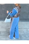 Leopar Garnili Denim Eşofman Takımı