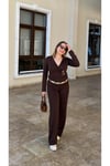 Modal Kumaş Kahve Bluz Pantolon Takım