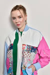 Patchwork Desenli Ince Yağmurluk Bomber Ceket
