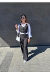 Siyah Çizgili Gömlek Ve Pantolon Takım