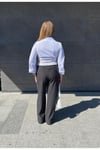 Siyah Çizgili Gömlek Ve Pantolon Takım