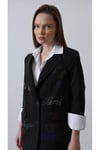 Taş Baskılı Vatkalı Siyah Blazer Ceket