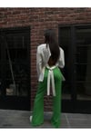 Yanları Yırtmaçlı Yeşil Ispanyol Paça Pantolon