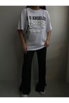 Yazılı Ve Baskılı Beyaz Oversize Tshirt